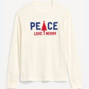 Old Navy Thermal Waffle Knit Christmas Long Sleeve Graphic Shirt Size XL